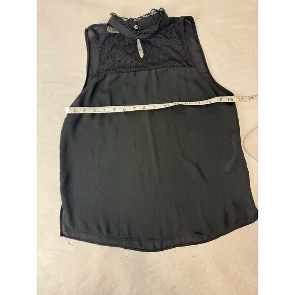 Black Whimsigoth Lace Mock Neck Blouse Sleeveless Zara Basic Edgy Goth Size XS - Picture 5 of 9